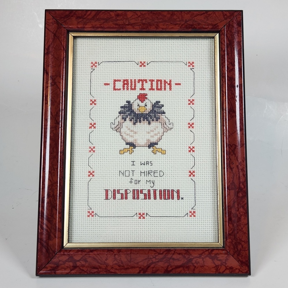 Cross Stitch Angry Chicken Work Funny 5 X 7 Embroidery Sew
